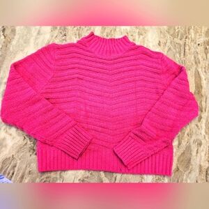 Poof Apparel Hot Pink Chunky Knit Sweater Size Large Acrylic Pullover